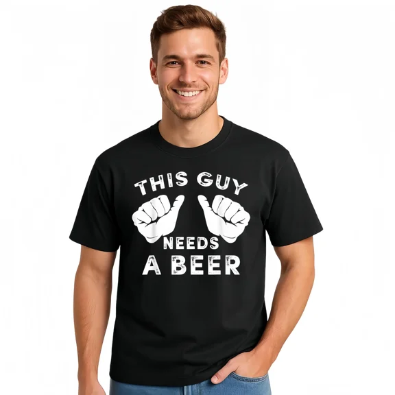 This Guy Needs A Beer T-Shirt, Funny Golf Drinking Unisex Casual Outing Top