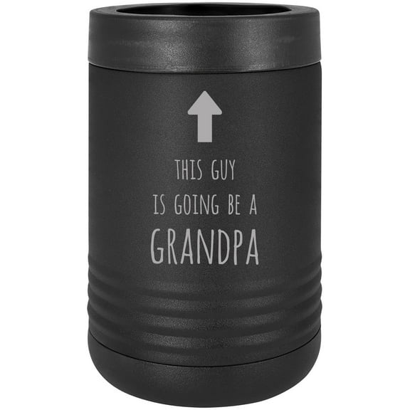 This Guy is Going to be a Grandpa Stainless Steel Engraved Insulated Beer Beverage Holder Can Cooler, Black