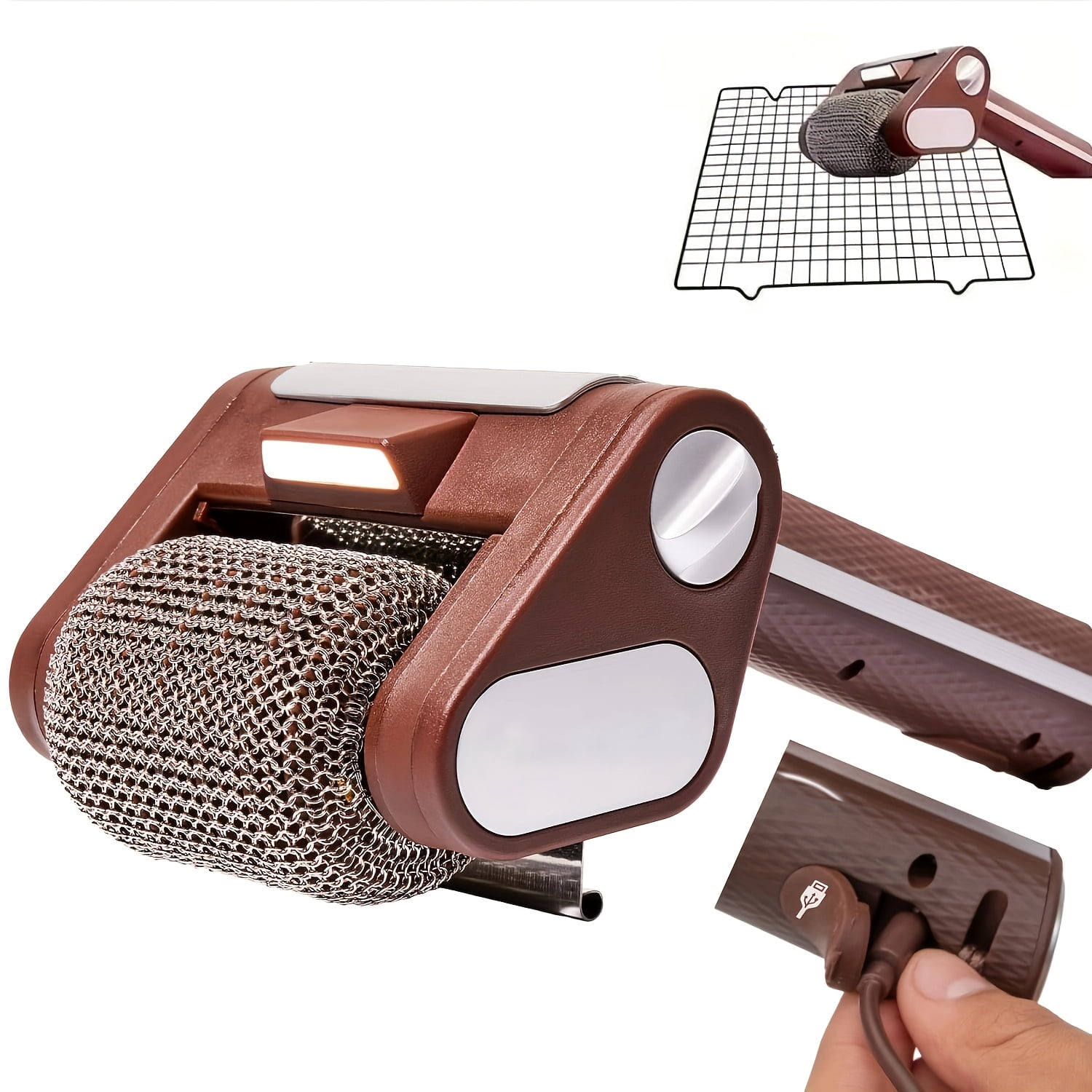 This High-powered Brushless Rotating Grill Brush Features LED Lighting And Longer Runtime. It's Cordless/rechargeable, with 304 Stainless Steel
