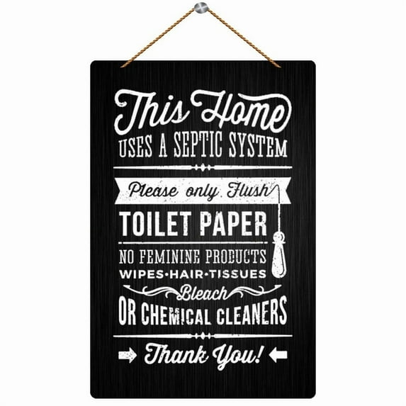 This Home Uses A Septic System Only Flush Toilet Paper Wood Sign 12X 8 Inch Wall Art For Home Entryway Living Dining Room Farmhouse