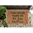 thumbnail image 1 of This House Runs on Hot Dogs and Home Runs | Baseball Doormat | Cute Doormat | Welcome Mat | Funny Door Mat | Family Gift | Home Doormat, 1 of 2