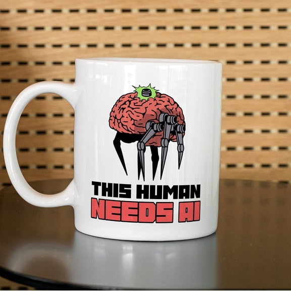 This Human Needs AI Coffee Cup, AI Joke Mug, Artificial Intelligence Mug, Nerd Gift Mug, Ceramic Mug 11oz