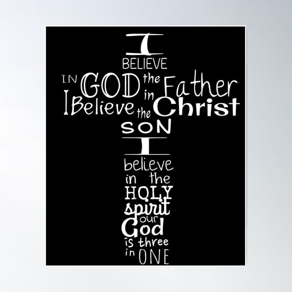 This I Believe Christian Text Cross Christian Design Poster Wall Art, Modern Wall Decor For Living Room Bedroom, 24x36 UNFRAMED