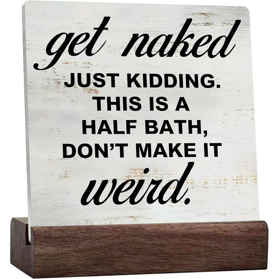 This Is A Half Bath Sign With Saying Desk Decor Bathroom Rustic Art Home Bathroom Decor Ceramic Table Plaque With Wooden Desk Decorations Office Decor Inspiration Positive Unique Thank You Present