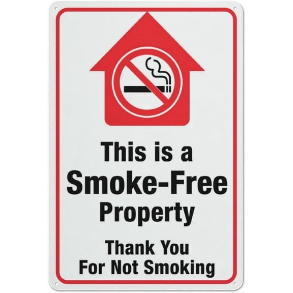 This Is A Smoke Free Property Thank You Sign 12X8 Inch Tin Sign Great For Garden And Yard Wall Decor