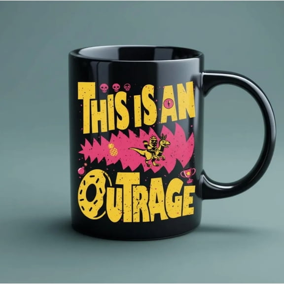 This Is An Outrage Coffee Ceramic Mug 11oz, Princess Donut Cup, Dungeon Crawler Gift for Sci Fi Reader, Fantasy Book Lovers