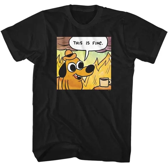 This Is Fine 1st Panel Black Meme Shirt
