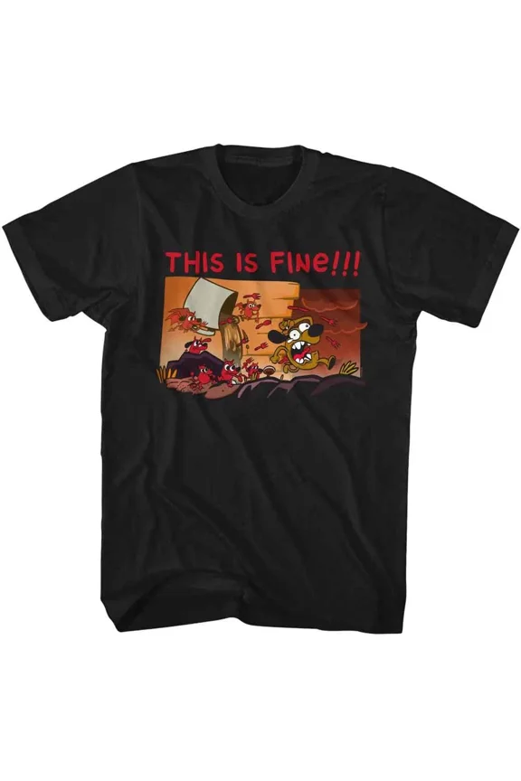 This Is Fine Chased Black Meme Shirt