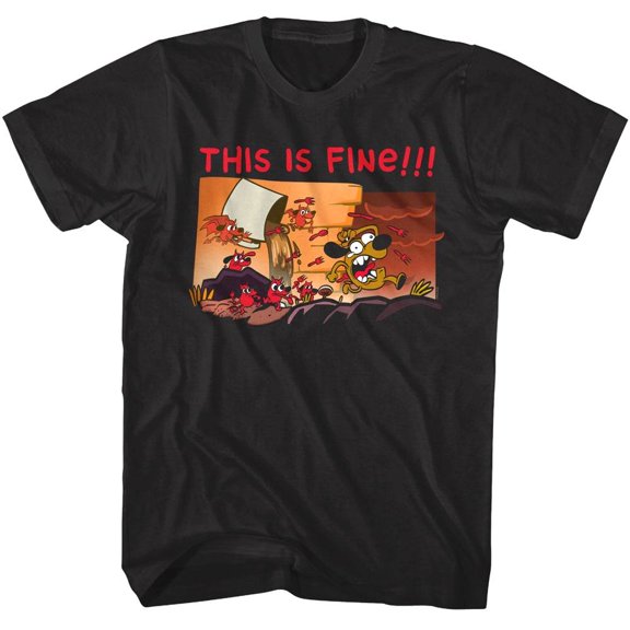 This Is Fine - Chased - Officially Licensed American Classics - Front Print Solid Adult Short Sleeve T-Shirt