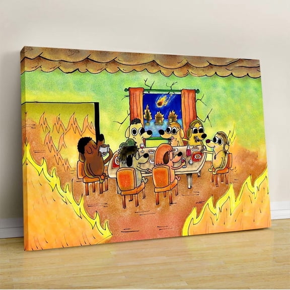 This Is Fine Dogs Meme Art, Funny Poster Vintage Style Wall Decor Physical Poster, Poster Only