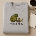thumbnail image 1 of This Is Fine Embroidered Sweatshirt, Funny Frog Coffee Crewneck, Everything Is Fine Meme Jumper, Sarcastic Mental Health Gift, 1 of 4