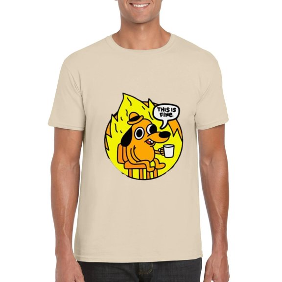 This Is Fine Funny Meme Dog Fire Chaos Everything Okay T-Shirt, for men & women, up to size 5XL