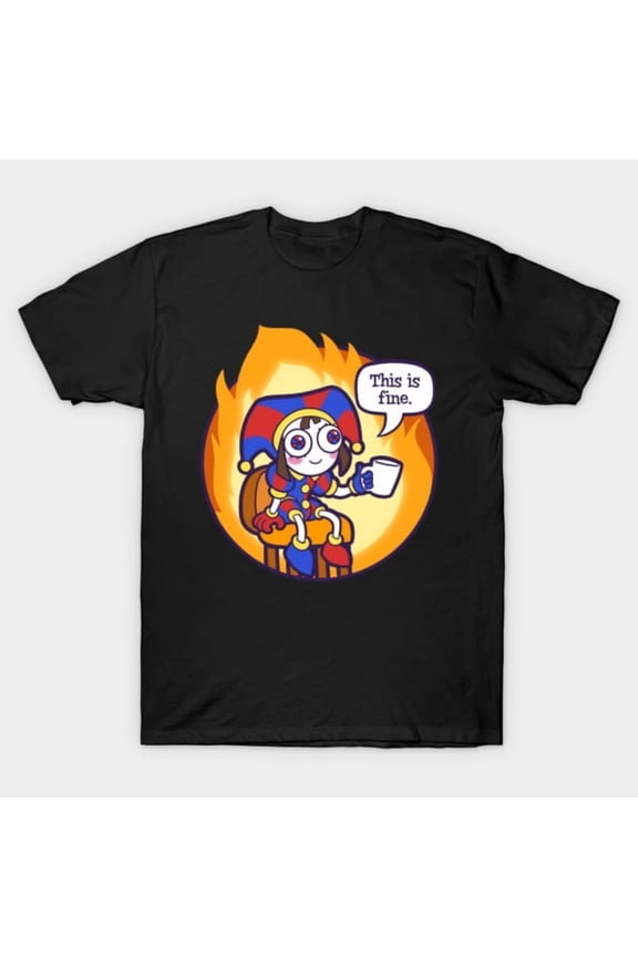 This Is Fine Meme Dog Funny Cartoon Graphic Retro Clothing Unisex T-Shirt, up to size 3XL.