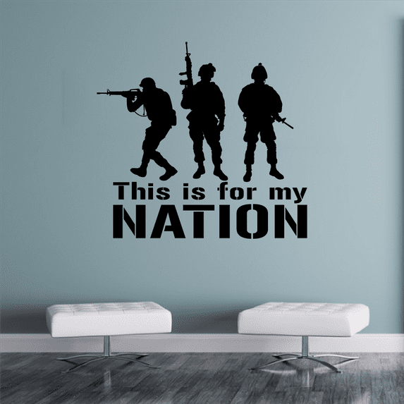 This Is For My Nation - Soldiers U.S. Army Military American Soldiers Vinyl Wall Art Wall Decal Sticker Decoration for Boys Girls Home Room Bedroom Play Area Living Room Decor Size (8x10 inch)