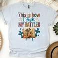 thumbnail image 1 of This Is How I Fight My Battles T-Shirt | Bible Verse Christian Graphic Tee, Ash, Size M, 1 of 6