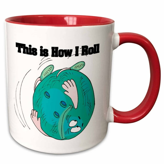 3drose, This Is How I Roll Bowling Ball Bowlers Design, 11oz Two-tone Red Mug