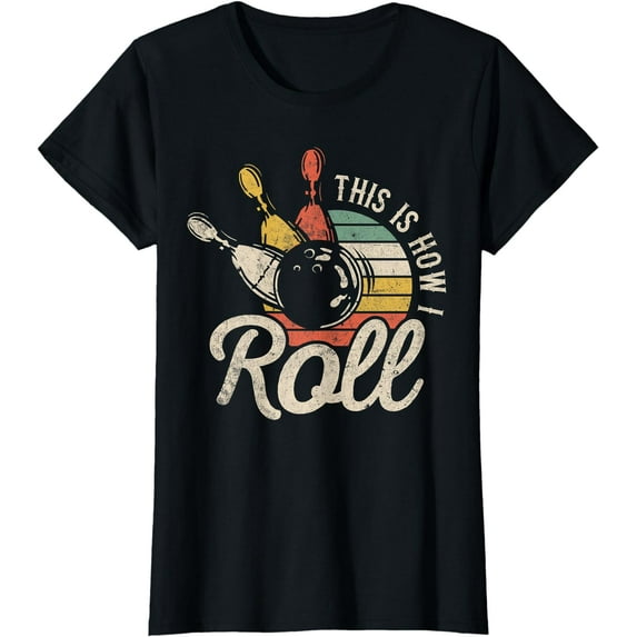 This Is How I Roll Retro Bowling Bowler Funny Gift Cap Sleeve T-Shirt