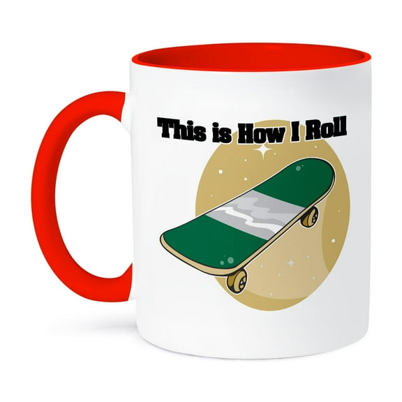 3dRose, This Is How I Roll Skateboard Design, 11oz Two-Tone Red Mug