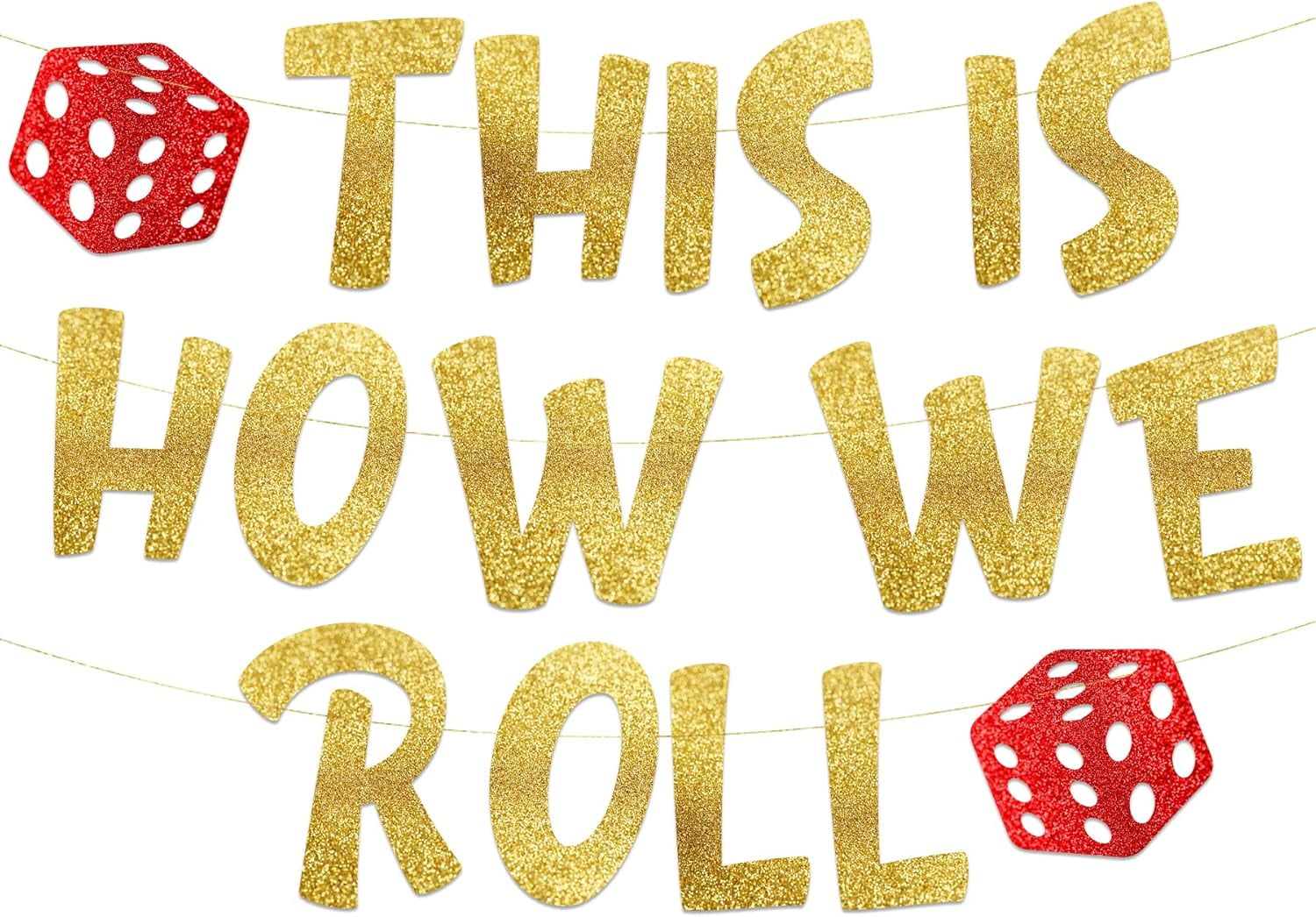 This Is How We Roll Casino Themed Glitter Banner Las Vegas Birthday and Bachelorette Party Decorations Poker Party Garland, Favors and Supplies