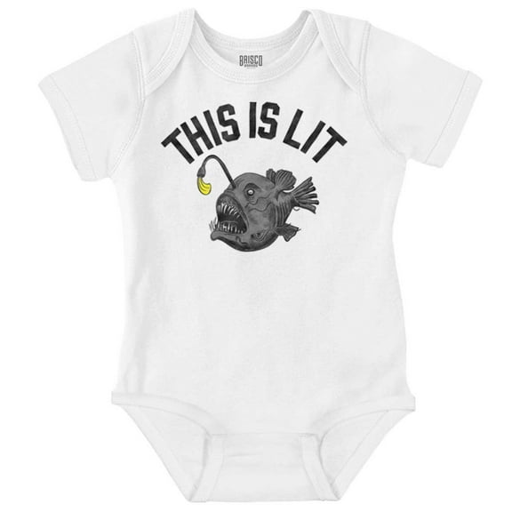 This Is Lit Funny Anglerfish Fishing Romper Boys or Girls Infant Baby Brisco Brands 12M