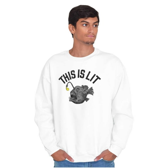 This Is Lit Funny Anglerfish Fishing Unisex Plus Fleece Graphic Sweatshirt Brisco Brands 2X