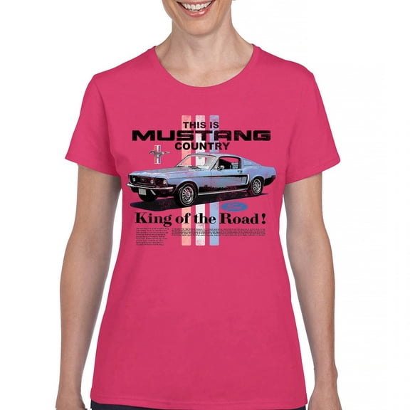 This Is Mustang Country King of the Road T-Shirt Legendary Performance Classic American Muscle Licensed Women's Tee