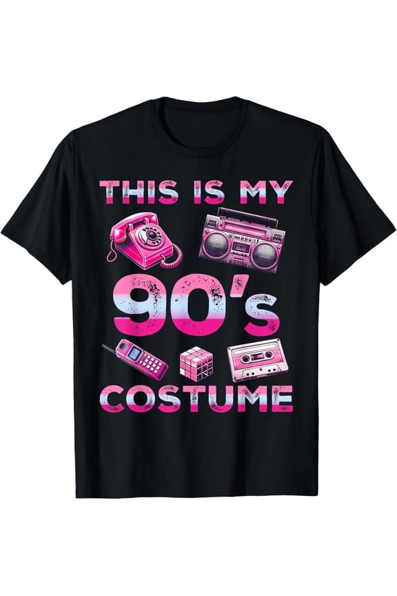 This Is My 90s Costume 90's style Nineties Retro Party T-Shirt men and women can wear, black, white, gifts