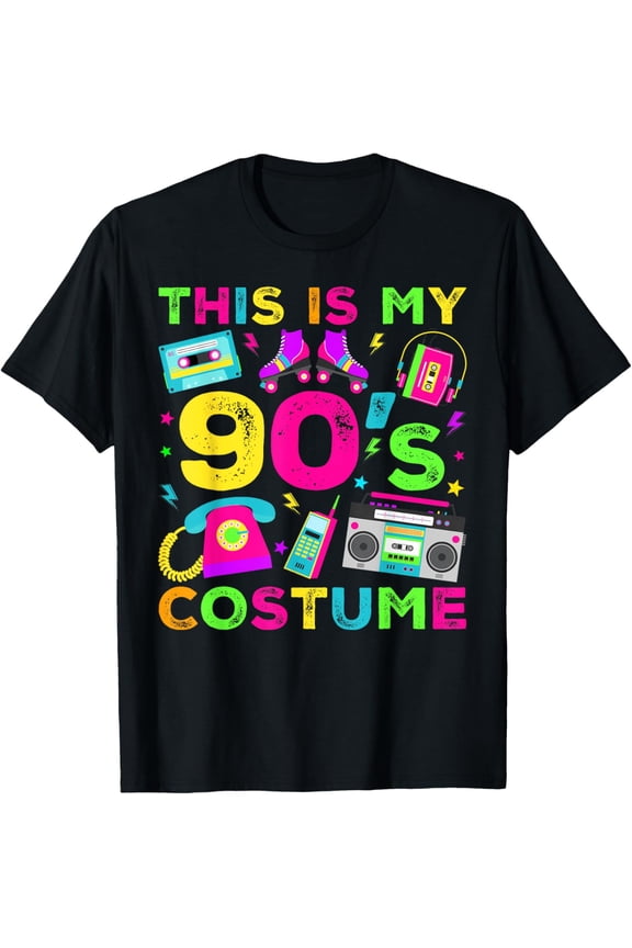 This Is My 90s Costume 90's style Nineties Retro Party T-Shirt men and women can wear, black, white, gifts