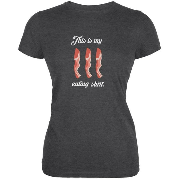 This Is My Bacon Eating Shirt Dark Heather Juniors Soft T-Shirt - X-Large