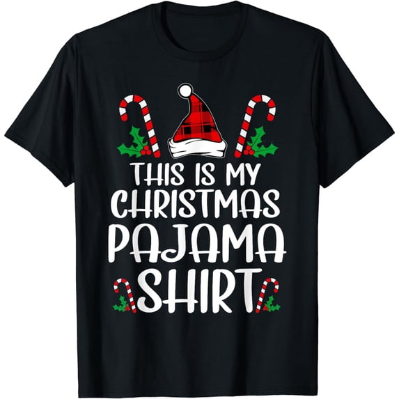 This Is My Christmas Pajama Christmas red Plaid Hat Gifts T-Shirt