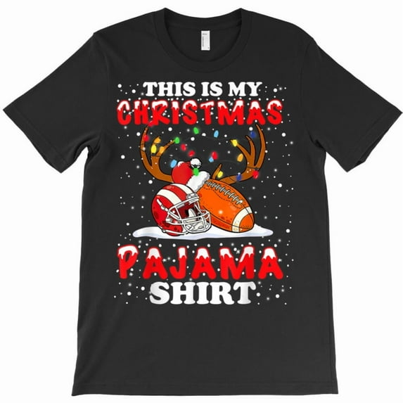 This Is My Christmas Pajama Funny Football Christmas Light Shirt Graphic T-Shirt - Soft Touch - Premium Fabric G6912, Up to 5XL