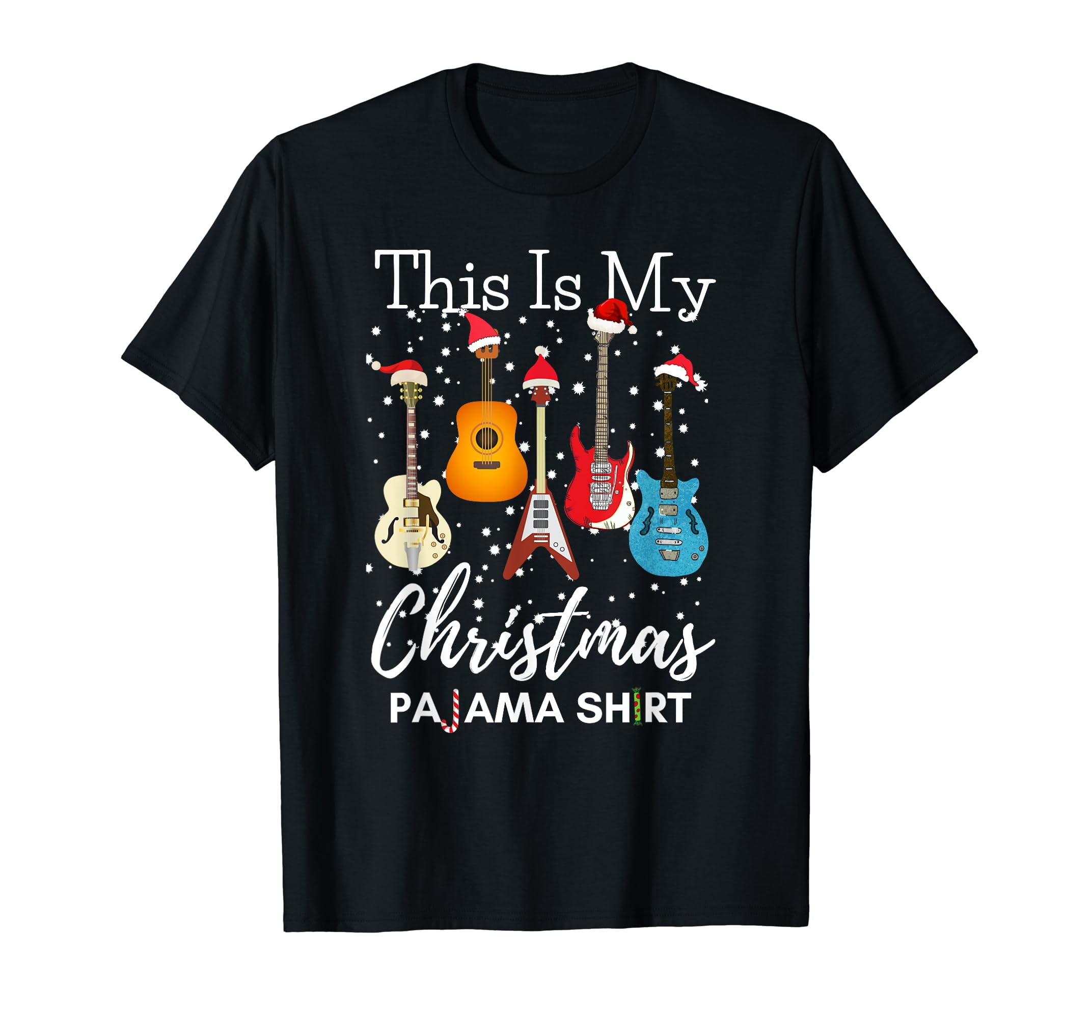 This Is My Christmas Pajama Guitar Guitarist Music Lover TShirt Black