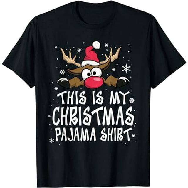 This Is My Christmas Pajama Shirt Funny Christmas Reindeer TShirt