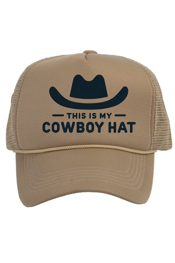 This Is My Cowboy Hat - Snapback Trucker Cap, Beige