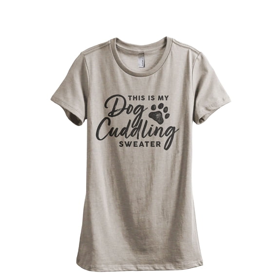 This Is My Dog Cuddling Sweater Women's Fashion Relaxed T-Shirt Tee Heather Tan X-Large