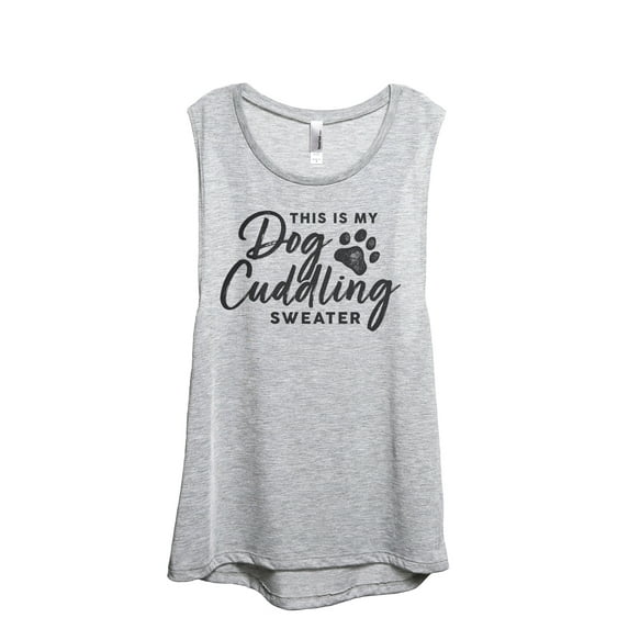 This Is My Dog Cuddling Sweater Women's Fashion Sleeveless Muscle Workout Yoga Tank Top Sport Grey Large