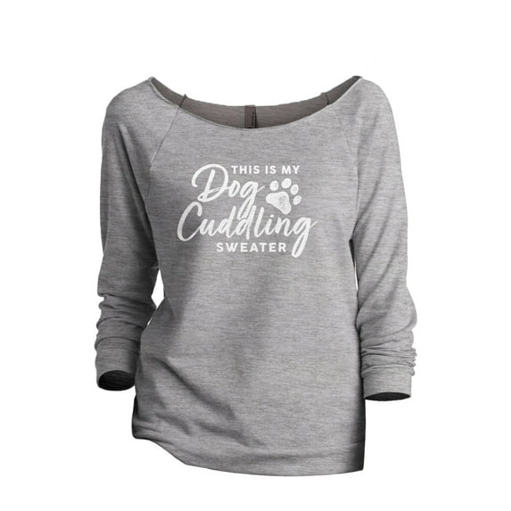 This Is My Dog Cuddling Sweater Women's Fashion Slouchy 3/4 Sleeves Raglan Lightweight Sweatshirt Sport Grey Medium