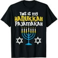 thumbnail image 1 of This Is My Hanukkah Pajamakah Menorah Chanukah Pajamas PJs T-ShirtMen and women, White Black T-shirt, size: Extra large S-4XL, 1 of 4
