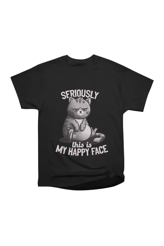 This Is My Happy Face Cute Funny Angry Cat Gift T-Shirt Tee Gift For Him Merch For Her App