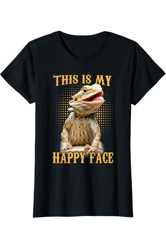 This Is My Happy Face Dragon Cute Theme Ladies' Crewneck T-Shirt