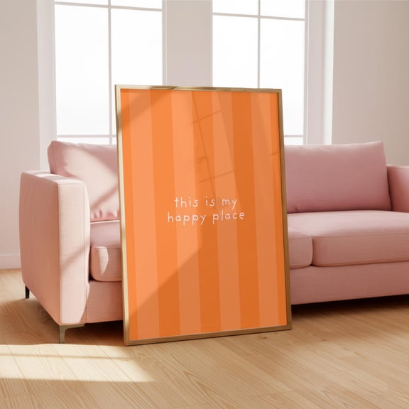 This Is My Happy Place, Dopamine Decor, Striped Poster, Minimalist Illustration, Summer Sun