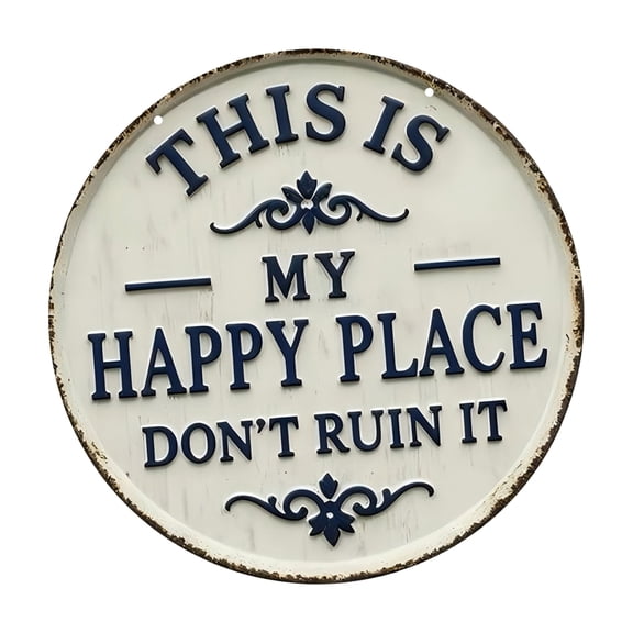 This Is My Happy Place Metal Welcome Sign Home Decors Plaques With Funny Saying Perfect For Garden Wall Or Front Door