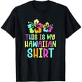thumbnail image 1 of This Is My Hawaiian Tropical Luau Party Costume T-Shirt Black Medium, 1 of 4
