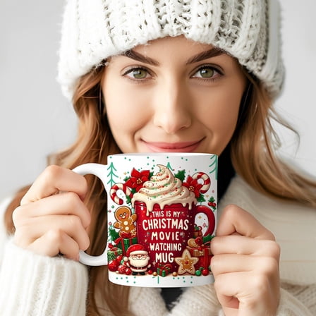 This Is My Holiday Movie Watching Mug Wrap, Cozy Christmas Mug for Adults, Cute Winter Cocoa Cup, Festive Drinkware Gift for Movie Lovers