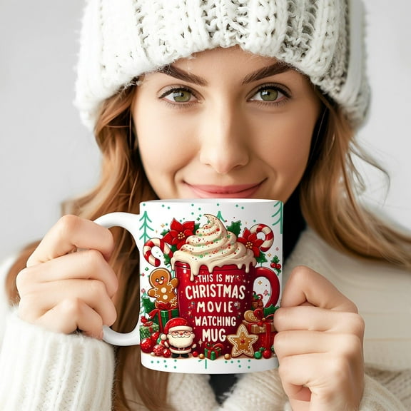 This Is My Holiday Movie Watching Mug Wrap, Cozy Christmas Mug for Adults, Cute Winter Cocoa Cup, Festive Drinkware Gift for Movie Lovers