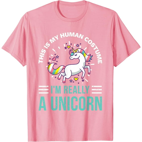This Is My Human Tee I'm Really A Unicorn Unisex T-Shirt for Men Women Kids Toddler,Light Pink Color,Size 2XL