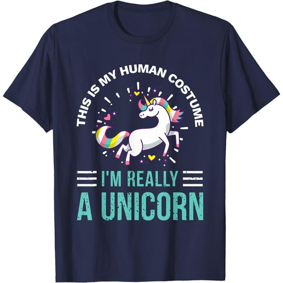 This Is My Human Tee I'm Really A Unicorn Unisex T-Shirt for Men Women Kids Toddler,Navy Color,Size YM