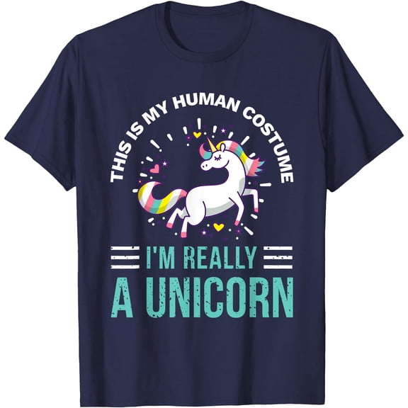This Is My Human Tee I'm Really A Unicorn Unisex T-Shirt for Men Women Kids Toddler,Navy Color,Size YS