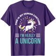 thumbnail image 1 of This Is My Human Tee I'm Really A Unicorn Unisex T-Shirt for Men Women Kids Toddler,Purple Color,Size 2XL, 1 of 5