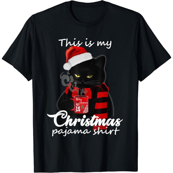 This Is My Krismast Shirt Cat And Coffee Lover T-Shirt
